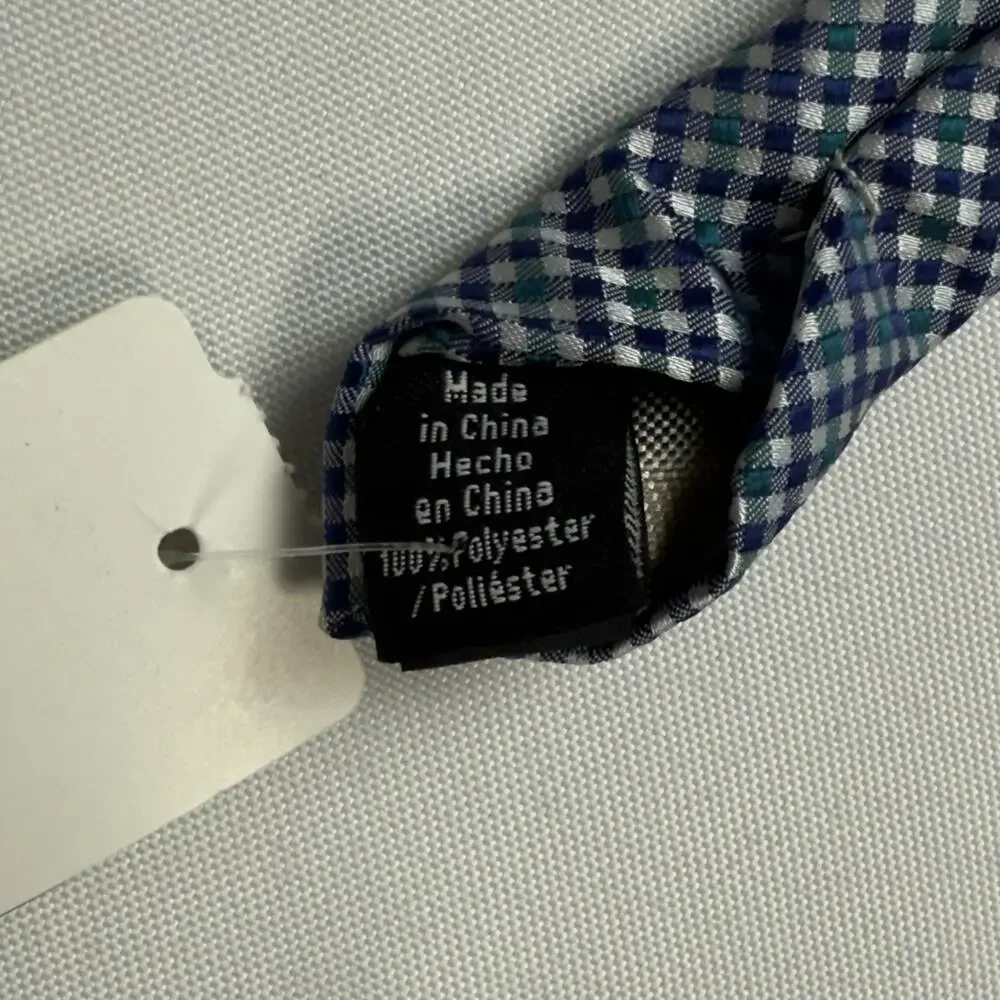 Wembley Tie Necktie Blue Green Gingham Print Polyester